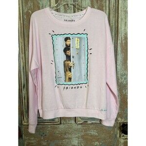FRIENDS Women’s Long Sleeve Sleep Top Shirt Pink Soft & Cozy Large (12-14)